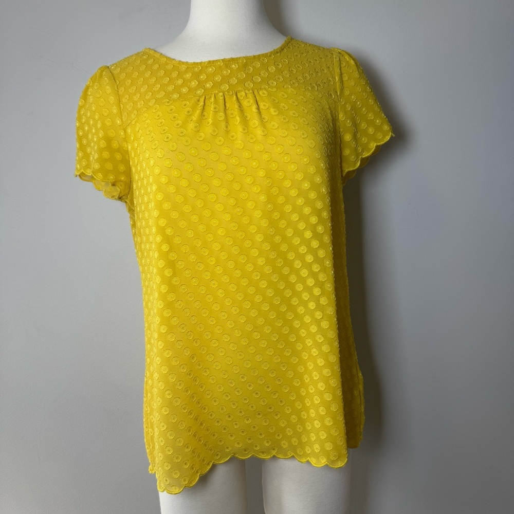 Anthropologie Maeve Yellow Textured Blouse Size 8